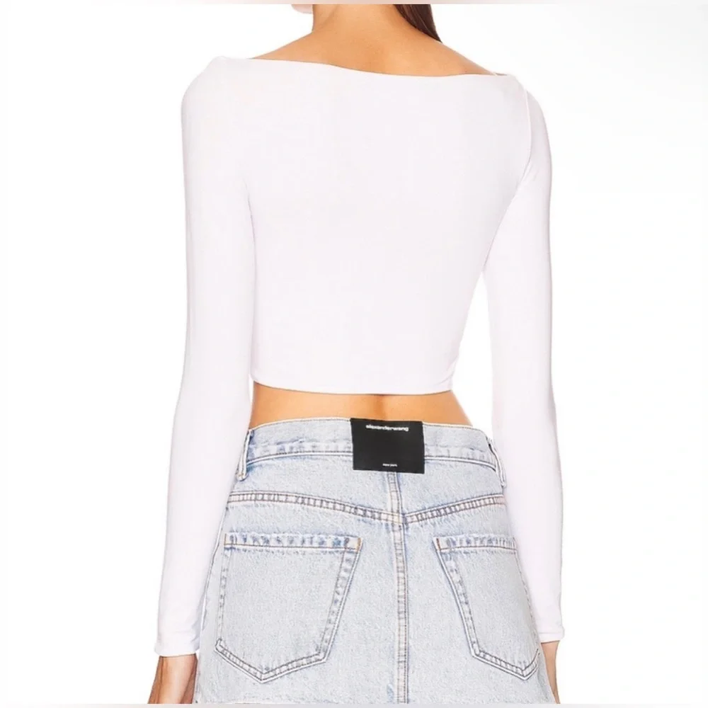SER.O.YA Ellis Top White NWT Long Sleeve Cutout REVOLVE XS Cropped Fitted Sexy